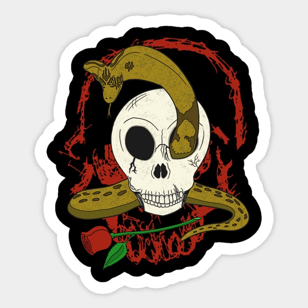 Snake, Skull and Blood Sticker by cardozoink